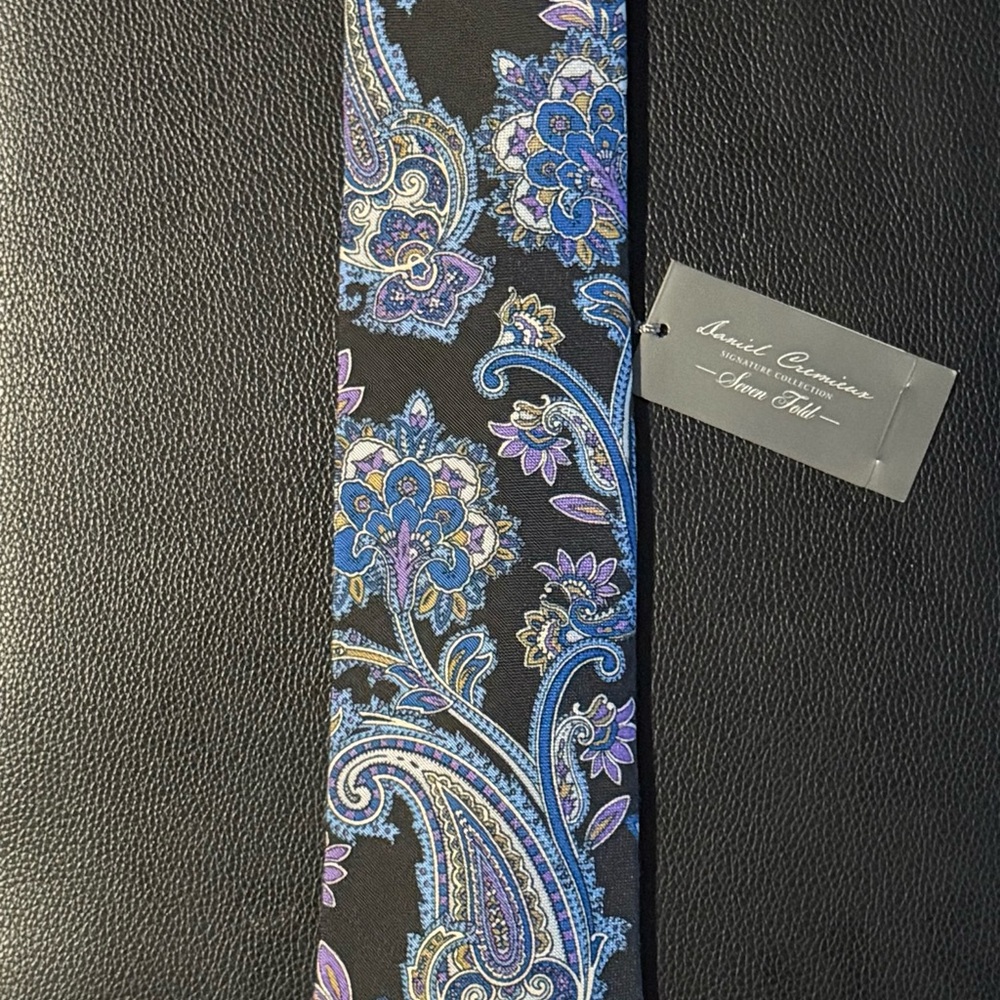 Daniel Cremieux Black and Purple Paisley Tie